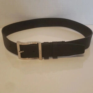 Black DKNY Mens Belt With  Silver Buckle
